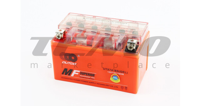 Мото аккумулятор OUTDO 12 Вольт 7Ah UTX7A-BS гелевый - фото 1