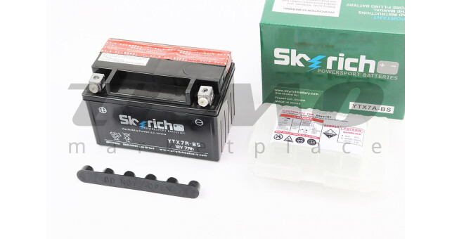 Мото акумулятор Skyrich 12 Вольт 7Ah YTX7A-BS кислотний - фото 1