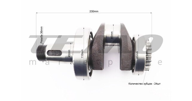 Колінвал TATA R175A + підшипники + шестерня - фото 3