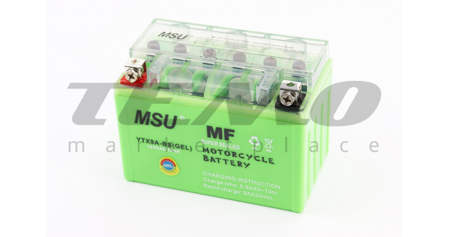 Мото акумулятор MSU 12 Вольт 9Ah YTX9A-BS гелевий - фото 1