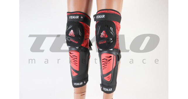 Наколінники захисні (коліно+гомілка) к-кт 2шт, Чорно-Червоні, тип 1 - фото 1