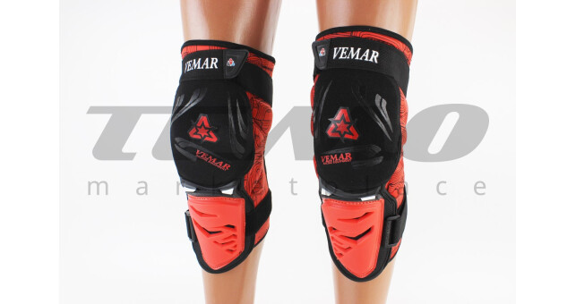 Наколенники защитные (колено+голень) к-кт 2шт, Чёрно-Красные, тип 2 - фото 1