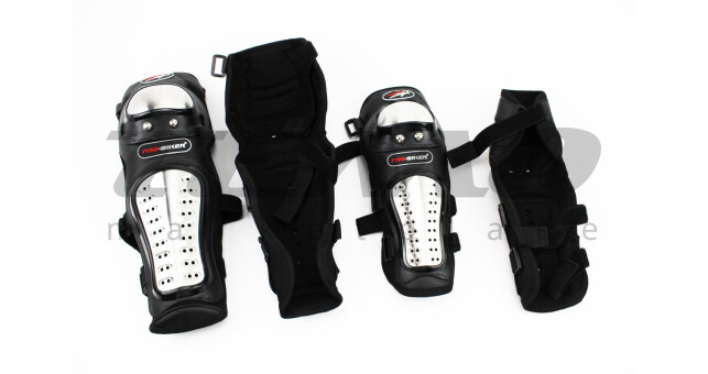 Наколенники + налокотники защитные (металл/пластик) к-кт 4шт, Чёрные, тип 2 - фото 1