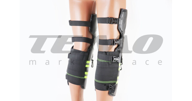 Наколенники защитные, утепленные (колено+голень) к-кт 2шт, Чёрные со светоотражающей полосой - фото 2