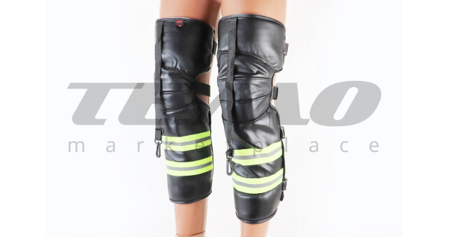 Наколенники защитные, утепленные (колено+голень) к-кт 2шт, Чёрные со светоотражающей полосой - фото 1