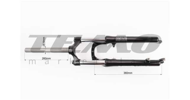 Вилка 26" амортизационная, без резьбы 1-1/8" (28,6 мм), шток 260 мм, с ходом 100 мм, V/Disk-brake, пружинно-масляная, Lockout, чёрная Gila-TNL - фото 4