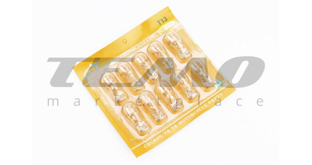 Лампа повороту (біла без цоколя) 12V / 10W Т13 - 10шт - фото 1