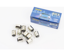 Лампа поворота (белая с цоколем) 12V/10W G18 BA15D (+/- контакты внизу) - 10шт