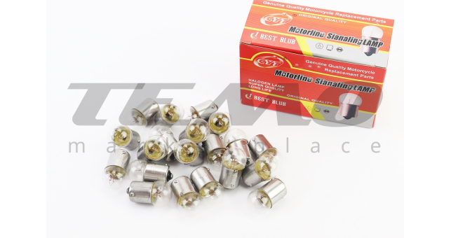 Лампа поворота (белая с цоколем) 12V/10W G18 BA15S к-кт 20шт - фото 1