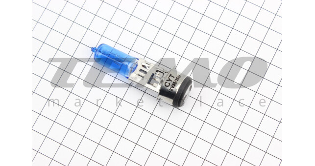 Лампа фари H6 BA20D 12V 35 / 35W "super" синя "свічка" - фото 1