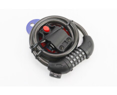 Замок противоугонный тросовый 1200х12мм с 5-и значным кодом, крепл. за трубу сидения, TY566