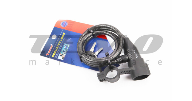 Замок противоугонный тросовый 1000х8мм под ключ, крепл. за трубу сидения, TY520 - фото 1