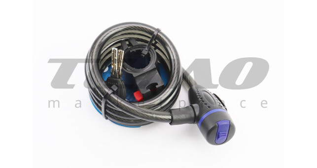 Замок противоугонный тросовый 1500х12мм под ключ, крепл. за трубу сидения, AGL-507 - фото 1