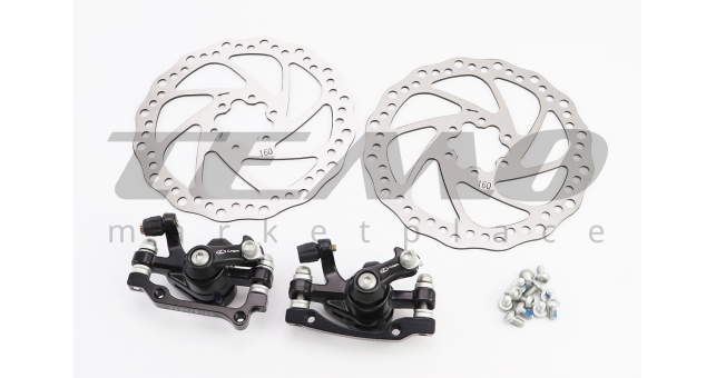 Тормоз Disk-brake передний (F160/R140 мм)+задний (F180/R160 мм), диски 160 мм, крепл. 6 болтов, чёрный DX-2018 - фото 1