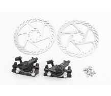 Гальмо Disk-brake переднє (F160/R140 мм)+задне (F180/R160 мм), диски 160 мм, кріпл. 6 болтів, чорні DX-2019