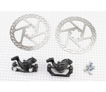 Гальмо Disk-brake переднє (F160/R140 мм)+задне (F180/R160 мм), диски 160 мм, кріпл. 6 болтів, чорні DX-2005