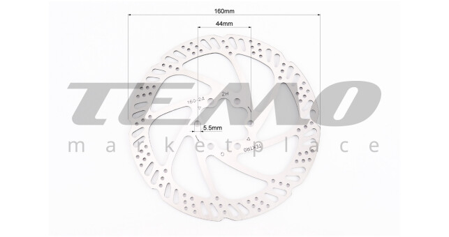 Гальмівний диск 160 мм, кріпл. 6 болтів, TR160-24 - фото 2