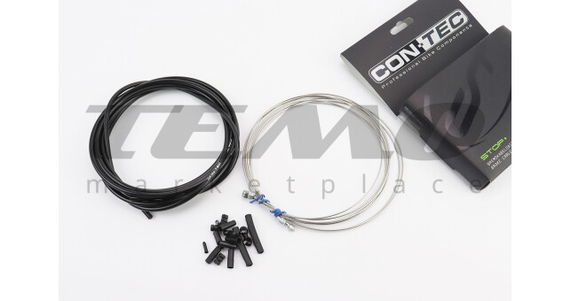 Тормозной комплект универсальный "ПОЛНЫЙ" (рубашка 5 мм х 3м, троса Slick Stainless 1350/2350 мм, колпачки, концевики, фиксаторы, защита рамы - фото 1