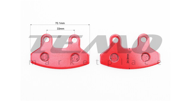 Тормозные колодки (дисковые) LAVERDA - Phoenix 125/150/200; SYM - RS50; Shark 50; Euro MX 125; Shark 4VR 125; Joyride 125/150/200 к-кт красные - фото 2