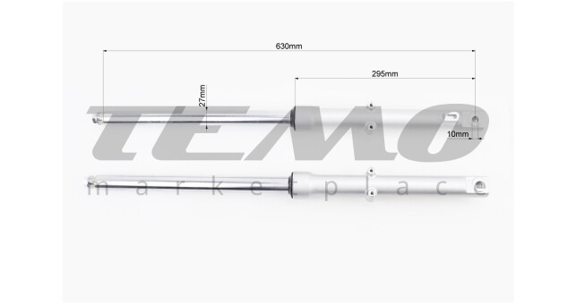 Амортизатор передний к-кт ALPHA L-630 мм d-27 мм - фото 2
