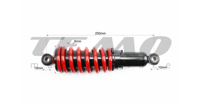 Амортизатор задний моно L-250 мм d-65 мм (втулка 10 мм втулка 10 мм) регулируемый красный - фото 2