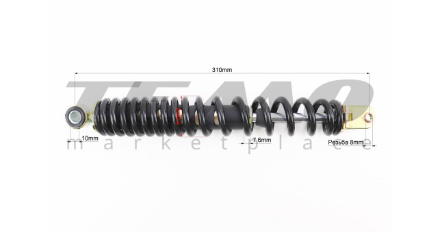 Амортизатор задній Mototech GY6/Honda L-310 мм d-44 мм (втулка 10 мм вилка 8 мм) чорний - фото 2