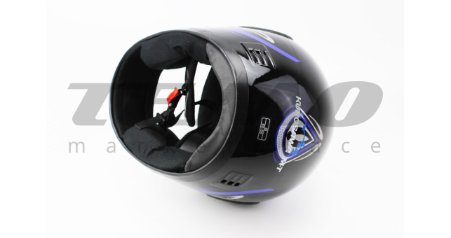 Шолом для мотоцикла інтеграл KUROSAWA HF-101 S Чорний з синьо-сірим малюнком Q233-BL закритий - фото 2