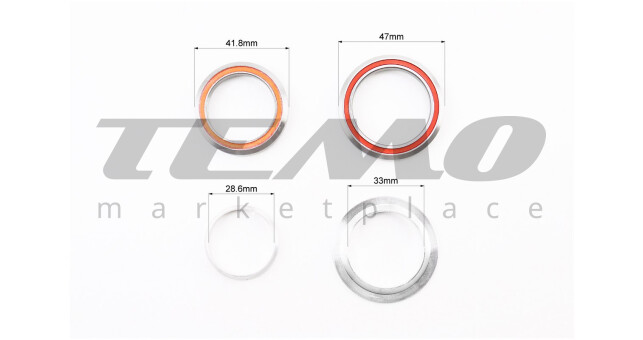 Рулевая колонка 1-1/8"х1-1/4" (41,8/28,6x47/33) безрезьбовой вилки, интегрированные, пром-подшипники, чёрные KL-B560 - фото 3