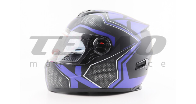 Шолом для мотоцикла інтеграл BLD М61 S 55-56 см Чорний матовий з синьо-сірим малюнком закритий + окуляри - фото 3