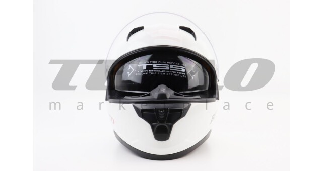 Шлем для мотоцикла интеграл BLD M67 М 57-58 см Белый глянец закрытый сертификация DOT + откидные очки - фото 6