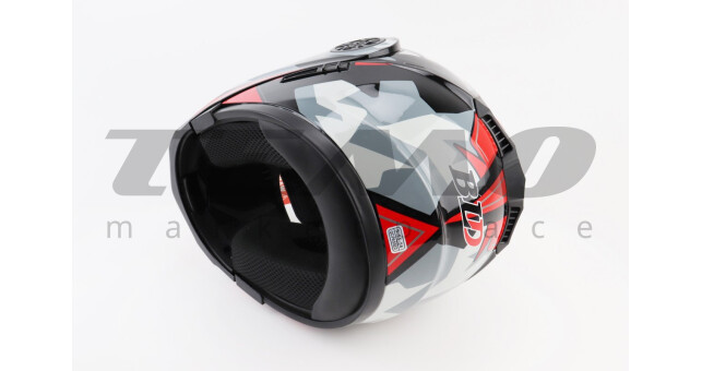 Шлем для мотоцикла модуляр BLD 159 S 55-56 см Чёрный глянец с красно-серым рисунком закрытый с откидным подбородком + откидные очки - фото 3