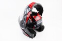 Шлем для мотоцикла модуляр BLD 159 S 55-56 см Чёрный глянец с красно-серым рисунком закрытый с откидным подбородком + откидные очки - фото 2