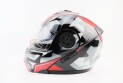 Шлем для мотоцикла модуляр BLD 159 S 55-56 см Чёрный глянец с красно-серым рисунком закрытый с откидным подбородком + откидные очки - фото 4
