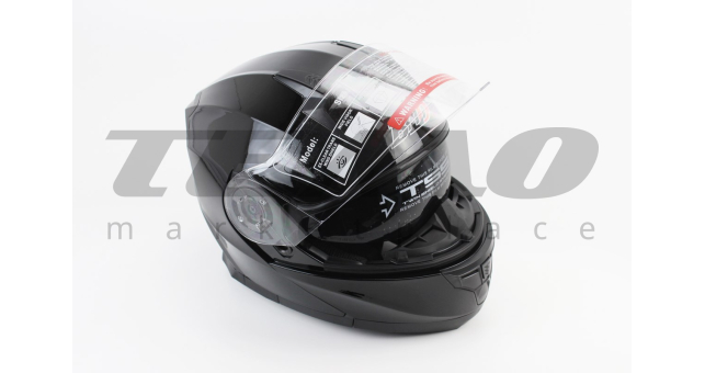 Шлем для мотоцикла модуляр BLD 162 S 55-56 см Чёрный глянец закрытый с откидным подбородком + откидные очки - фото 2