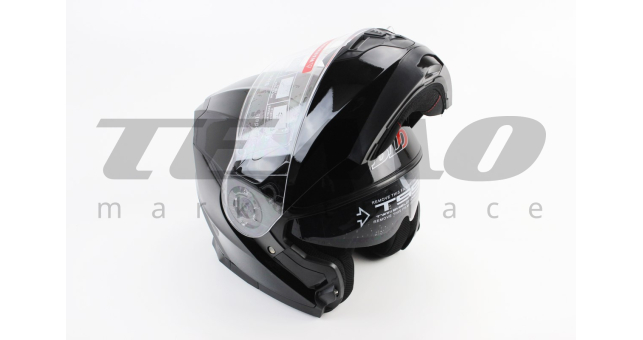 Шлем для мотоцикла модуляр BLD 162 S 55-56 см Чёрный глянец закрытый с откидным подбородком + откидные очки - фото 3