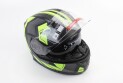 Шлем для мотоцикла модуляр BLD 162 S 55-56 см Чёрный матовый с серо-салатовым рисунком закрытый с откидным подбородком + откидные очки - фото 2