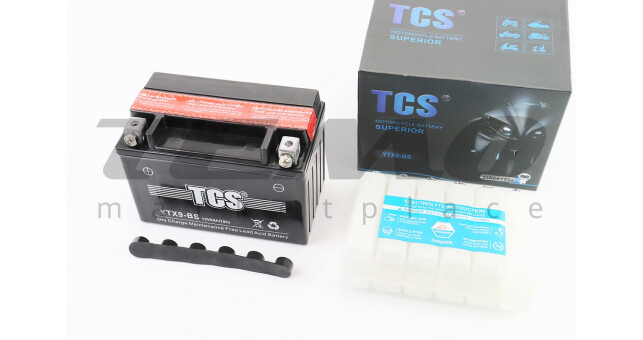 Мото аккумулятор TCS 12 Вольт 9Ah YTX9-BS кислотный - фото 1