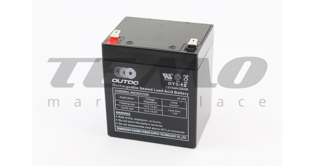 Мото аккумулятор OUTDO 12 Вольт 5Ah OT5-12 кислотный - фото 1