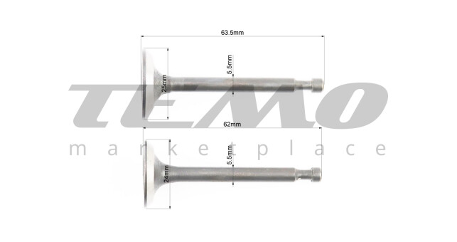 Клапан впускний, випускний к-кт 2шт 168F + пружина-2шт + сухар-2шт компенсатор-1шт - фото 2