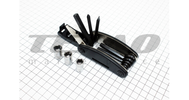 Ключ-набор 13 предметов (шестигранники 2,2.5,3,4,5,6мм, откидной спицной ключ, отвёртки прямая и фигурная, головки 8,9,10мм, лопатка), KL-9801 - фото 3