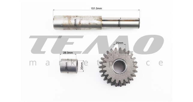 Вал КПП реверса + шестерня Z-20x26 + втулка 101-2 - фото 2