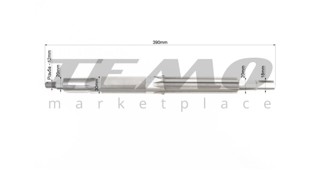 Вал КПП первинний з валом відбора потужності Viper L-390 мм JR-Q12E - фото 2