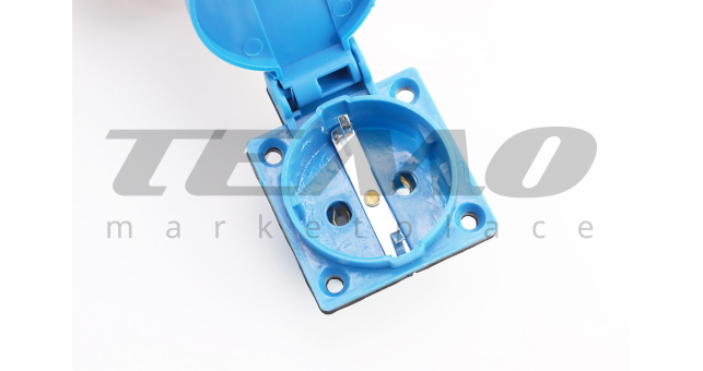 Розетка с крышкой 16A, 250V 2-3,5кВт, синяя - фото 2