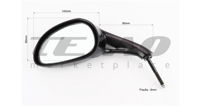 Зеркала капля М8 чёрные глянцевые - фото 2