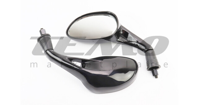 Зеркала капля М8 чёрные глянцевые - фото 1