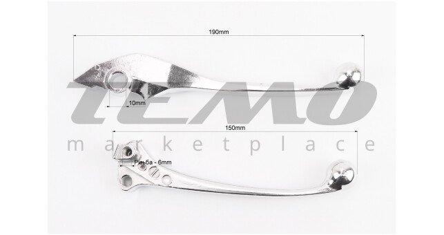 Рычаги руля левый, правый к-кт 2шт (под диск./барабан. тормоз) Honda AF20 "хром" - фото 3