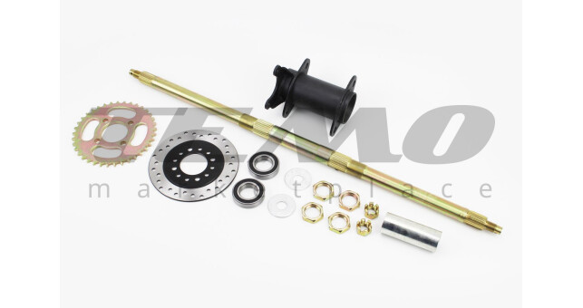 Ось задняя 740мм - на ATV027-19, крепление, диск тормозной, звезда - к-кт 15 деталей - фото 1