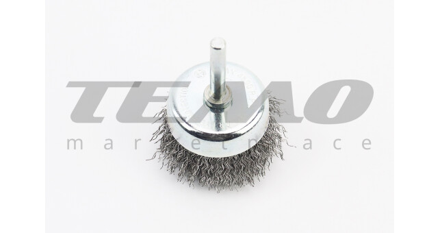 Щетка торцевая со стержнем 1/4" D-50мм из рифленой проволоки - фото 1