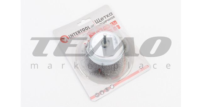 Щітка торцева зі стрижнем 1/4" D-100мм з рифленого дроту - фото 2