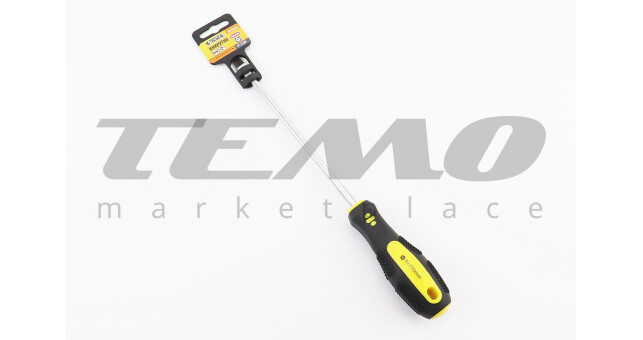 Отвёртка магнитная шлицевая SL8х200мм ручка с TPR покрытием - фото 1